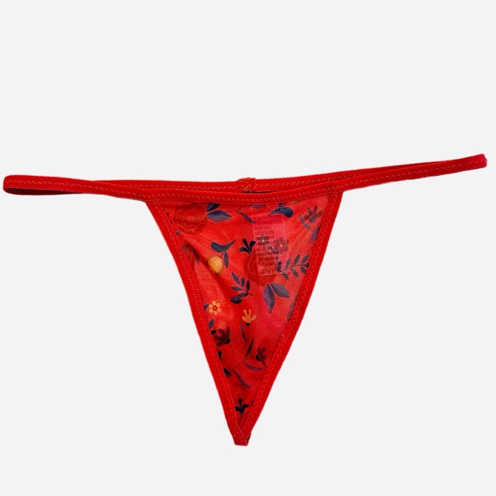 INTIMATE APPAREL Elegant Sheer Red Floral Chemise w/Sequins and Matching Thong - Picture 7 of 10